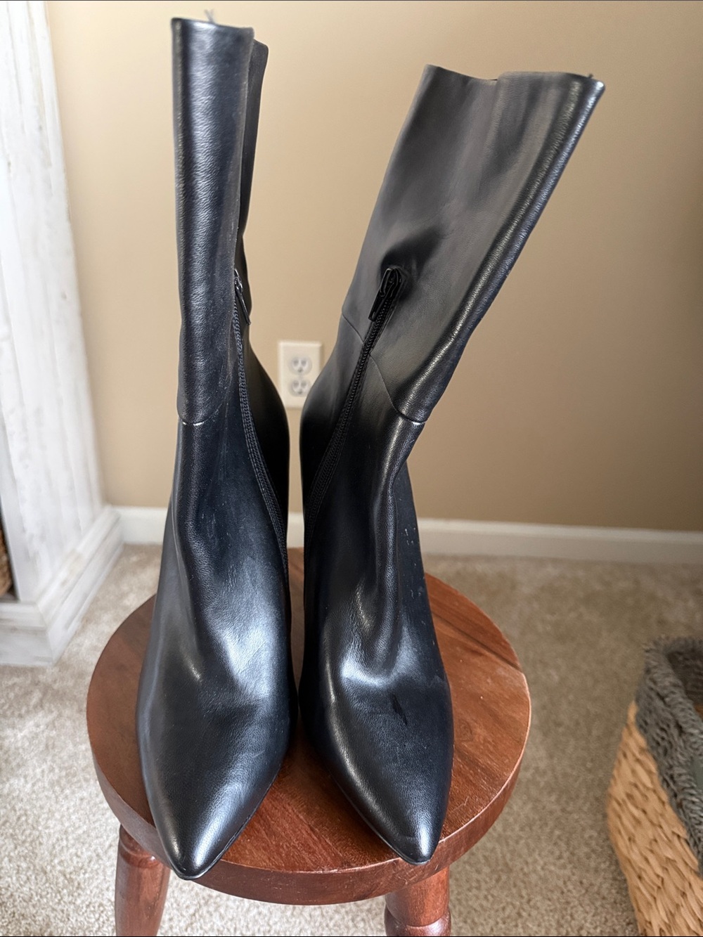 Charles by Charles David Black Pointed Toe Mid-Calf Heeled Boots
